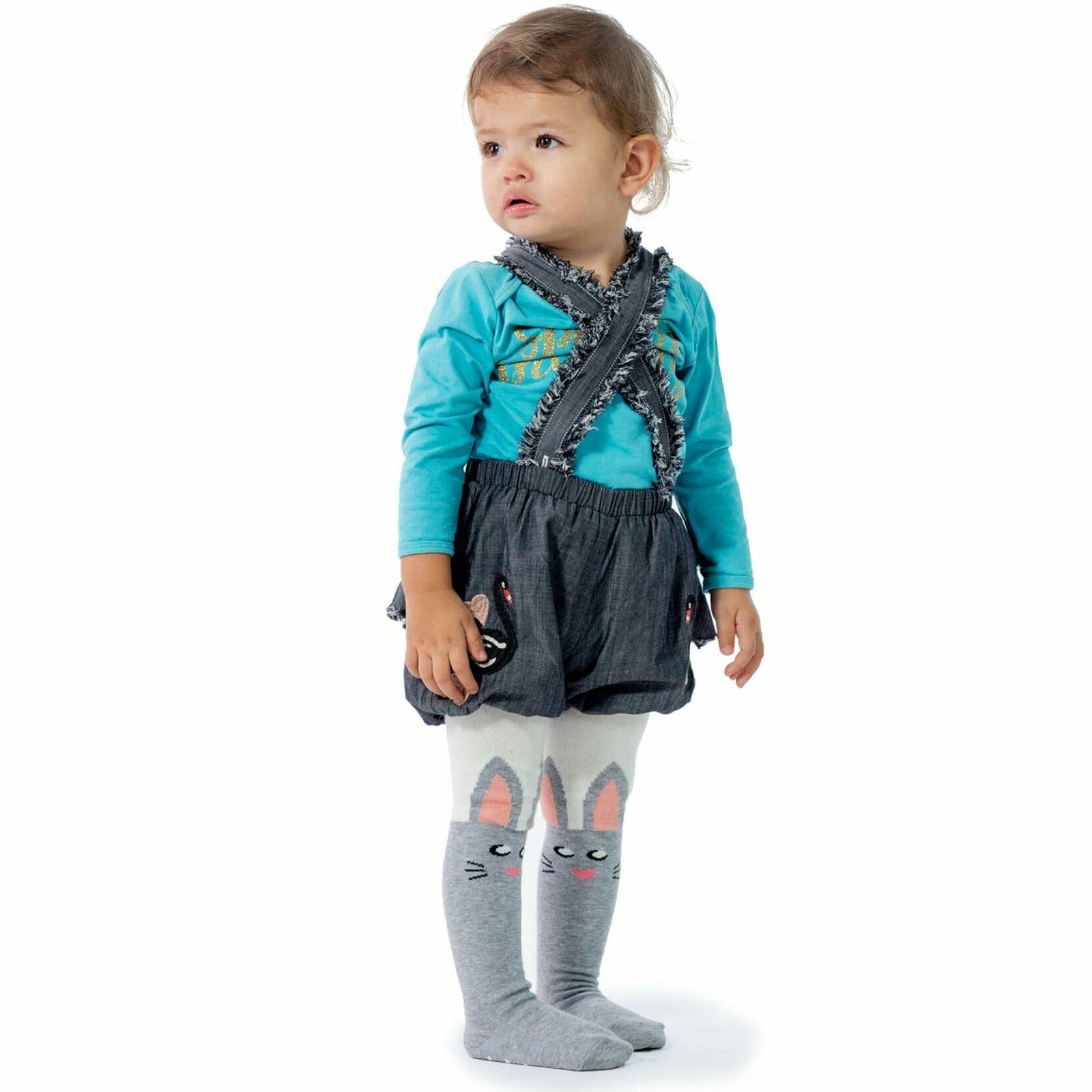 Tights - Bunny - Cream/Grey Marle