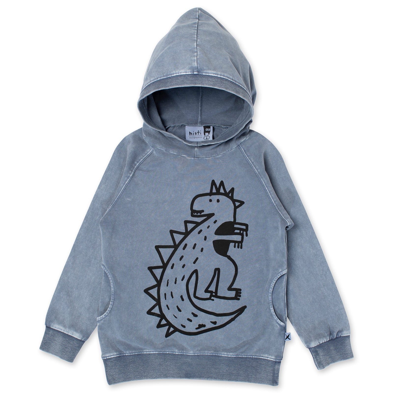 Sketched Dino Hood - Midnight Wash