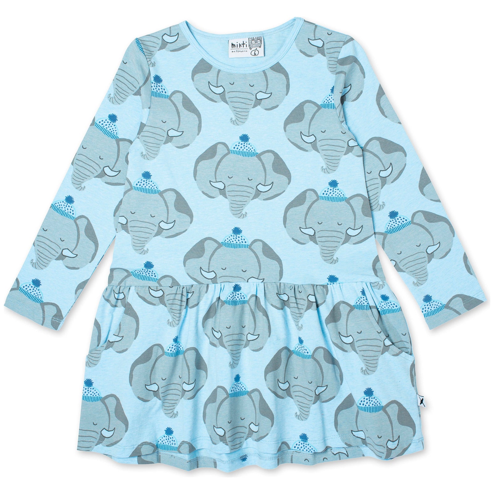 Brr Elephant Dress - Aqua Marle