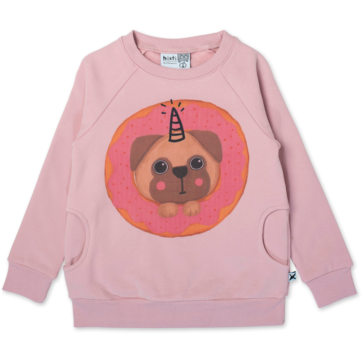 Donut Pug Furry Crew - Muted Pink