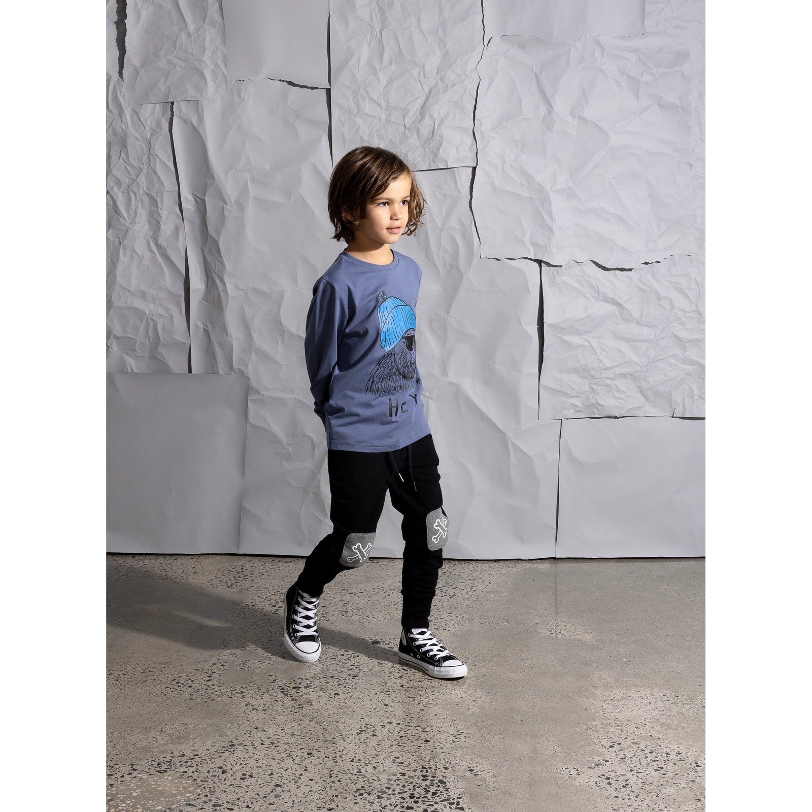 Bones Furry Patch Trackies - Black/Charcoal