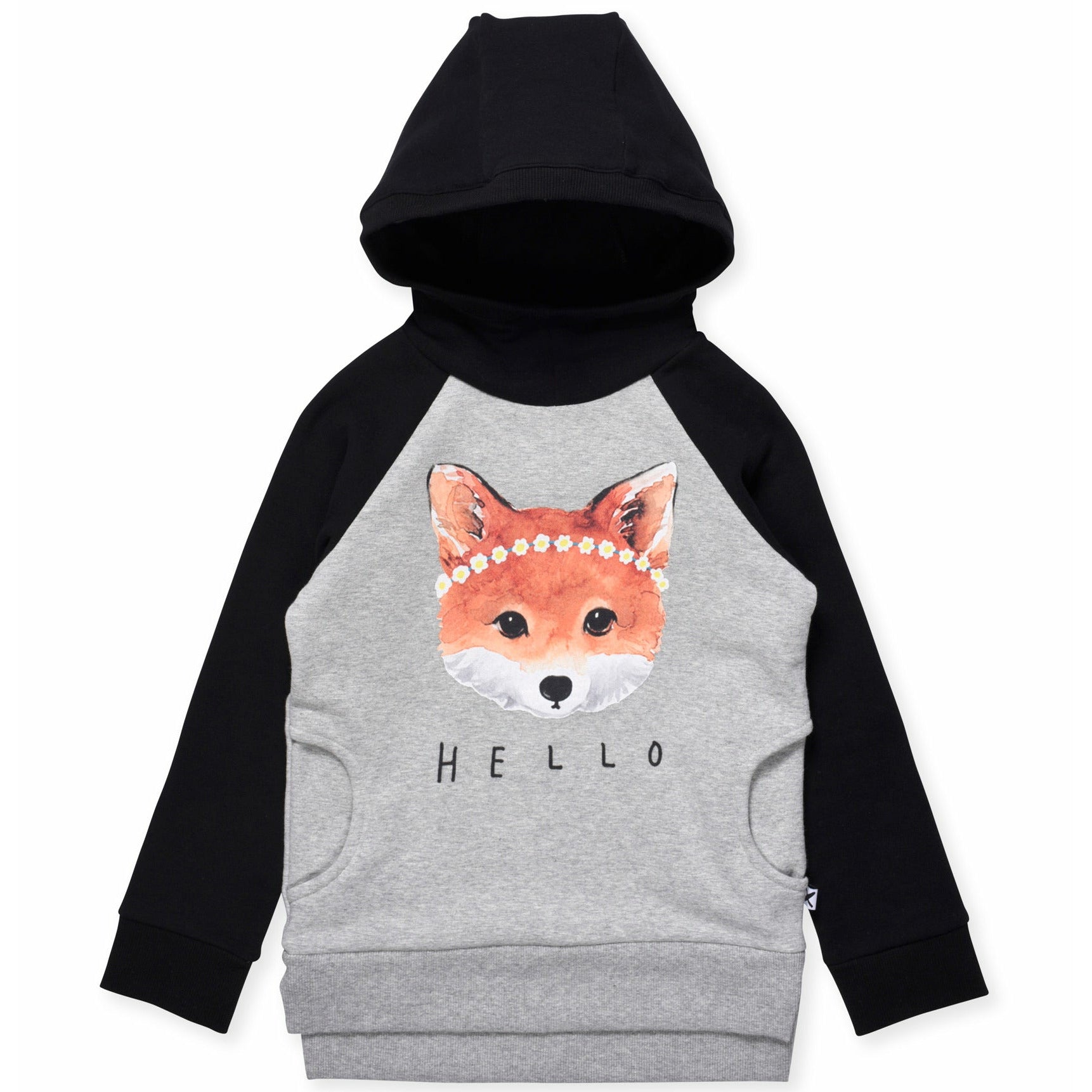Painted Fox Furry Hood - Grey Marle/Black