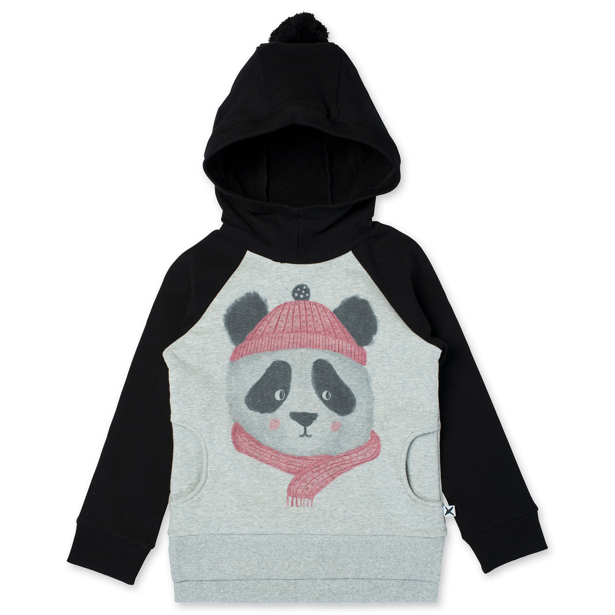 Warm Panda Furry Hood - Grey Marle/Black