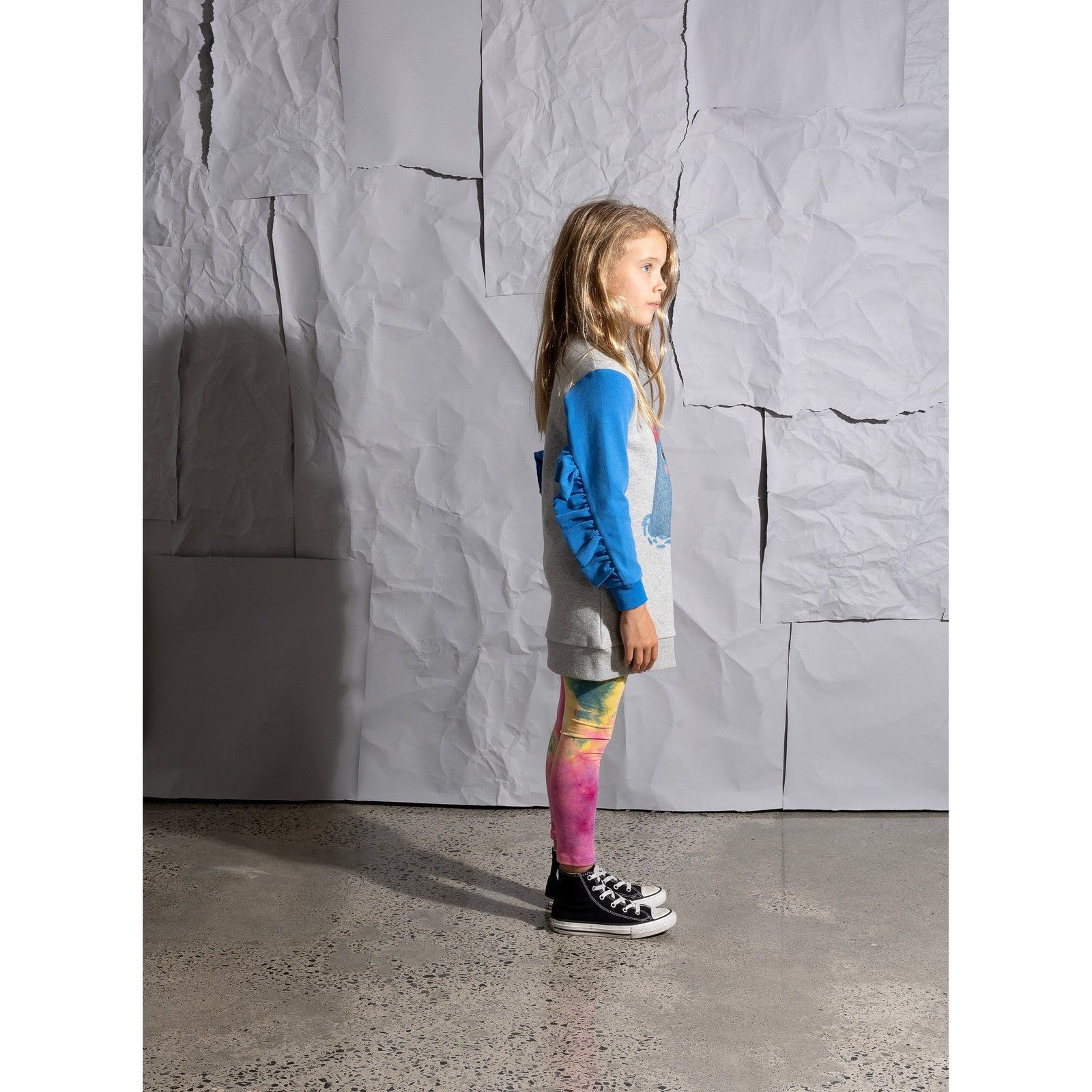 Cosy Seal Dress - Grey Marle/Bright Blue