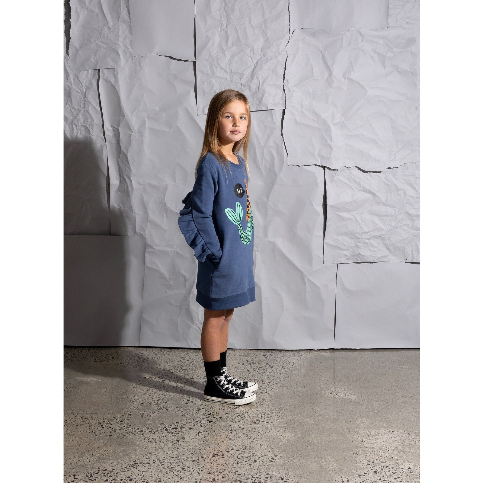 Mer- Cats Furry Dress - Navy