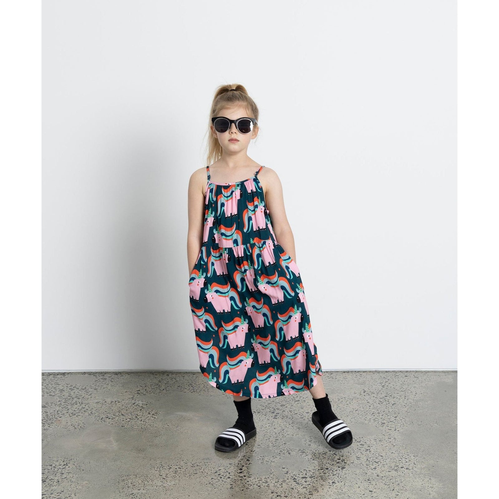 Sporty Unicorns Midi Dress - Dark Turquoise