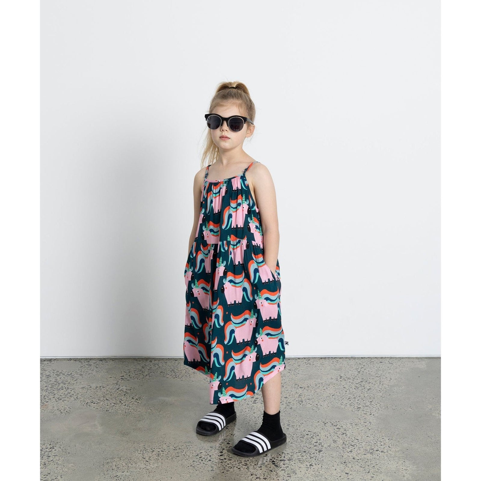 Sporty Unicorns Midi Dress - Dark Turquoise