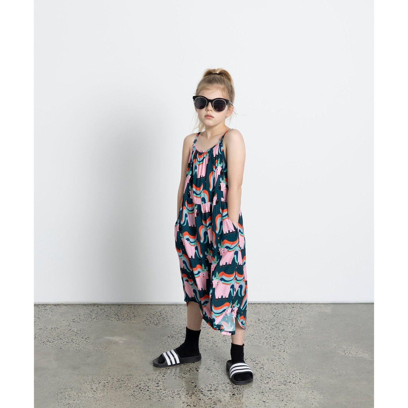 Sporty Unicorns Midi Dress - Dark Turquoise