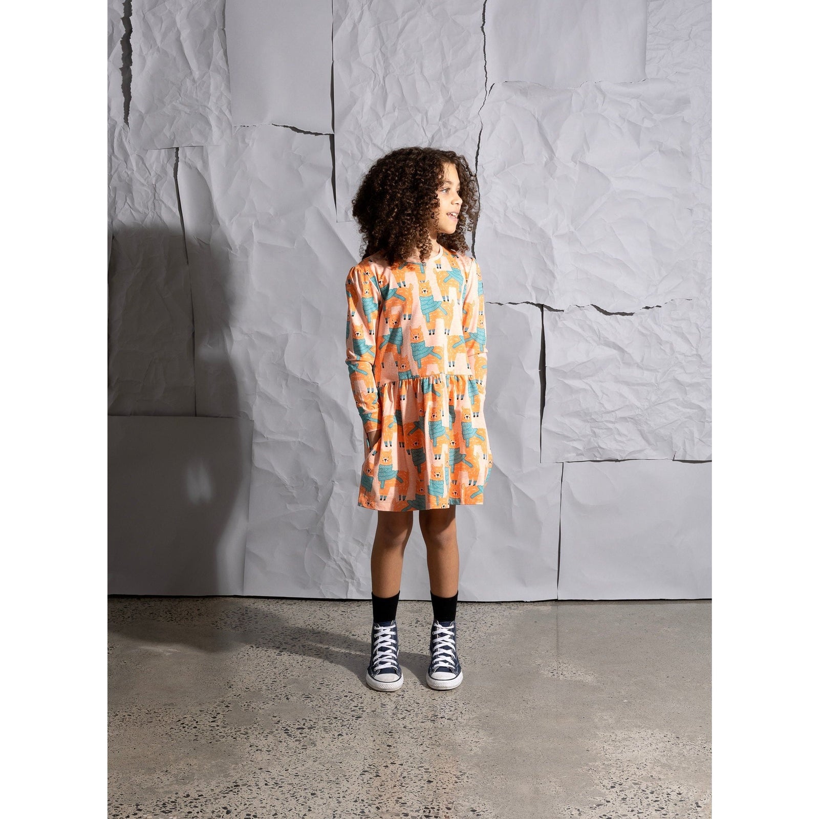Warm Llamas Dress - Apricot Marle