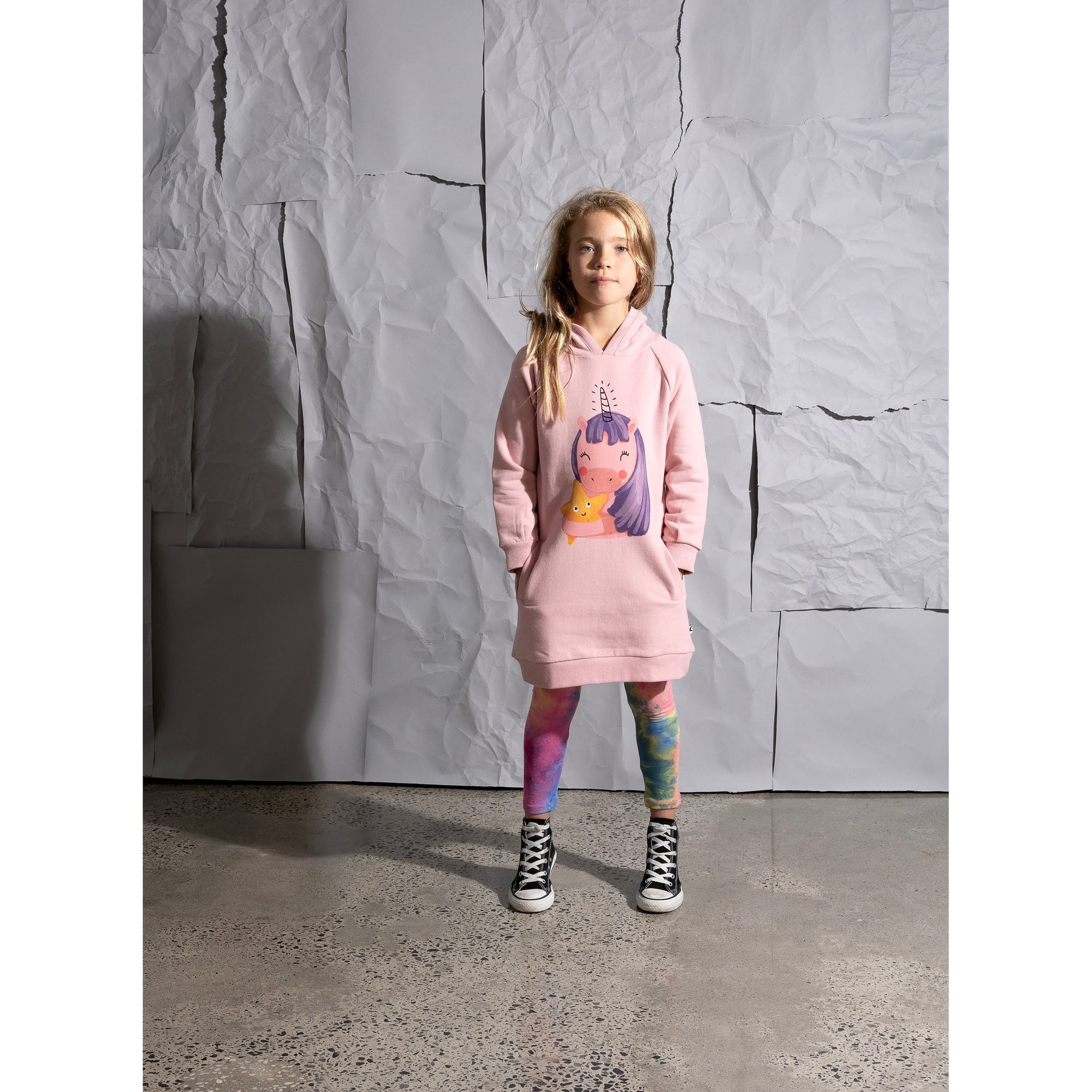 Magical Friends Furry Hoodie Dress -Muted Pink