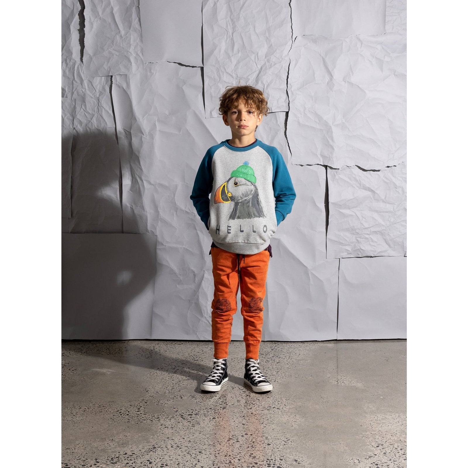 Toasty Puffin Furry Crew - Grey Marle/Teal