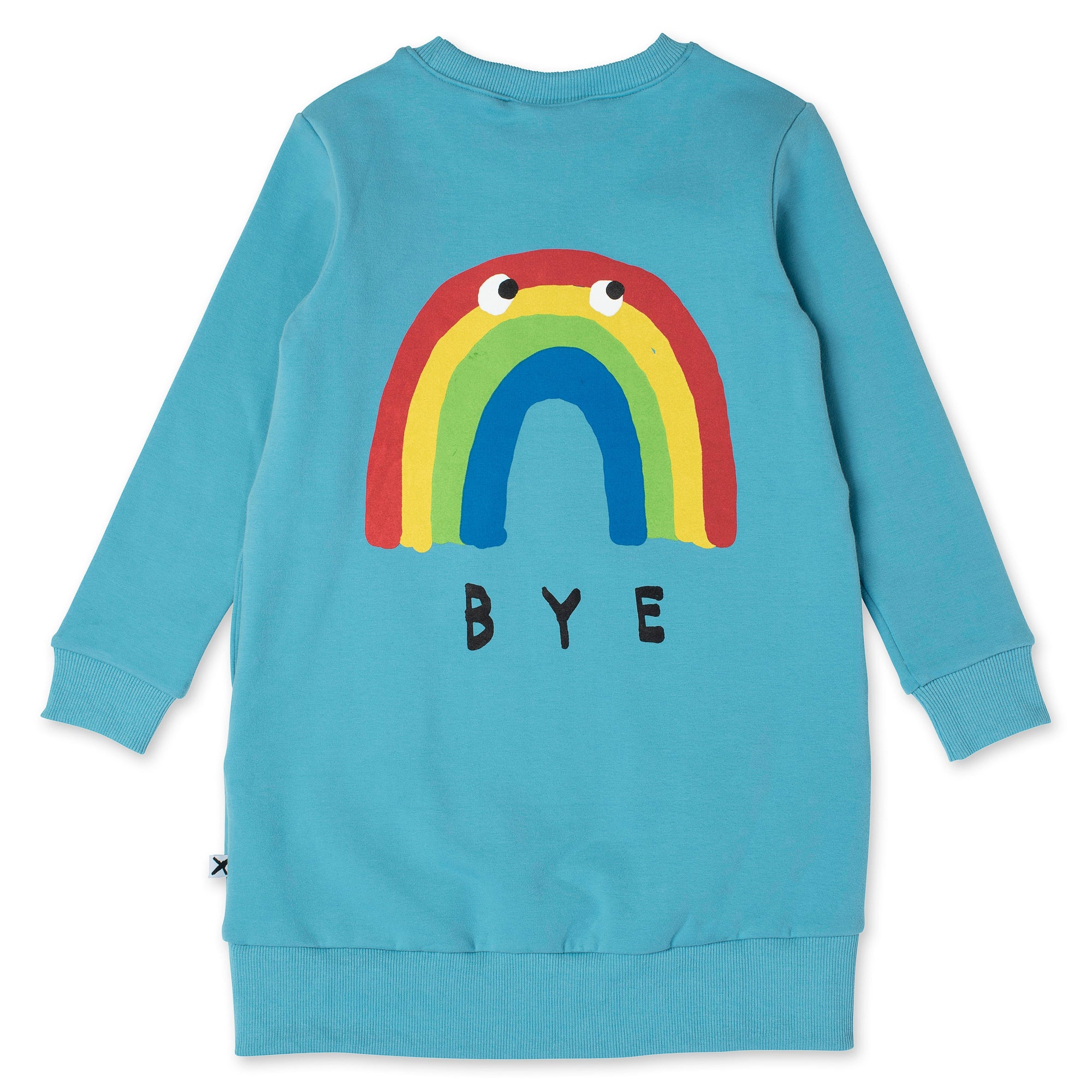 Hello Bye Rainbow Furry Dress -Aqua