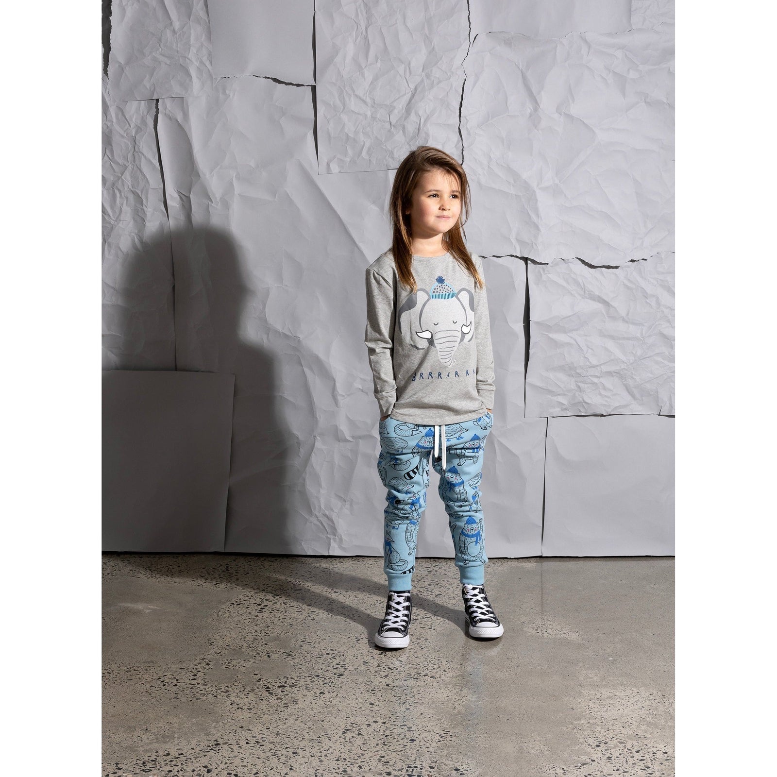 Brr Elephant Tee - Grey Marle