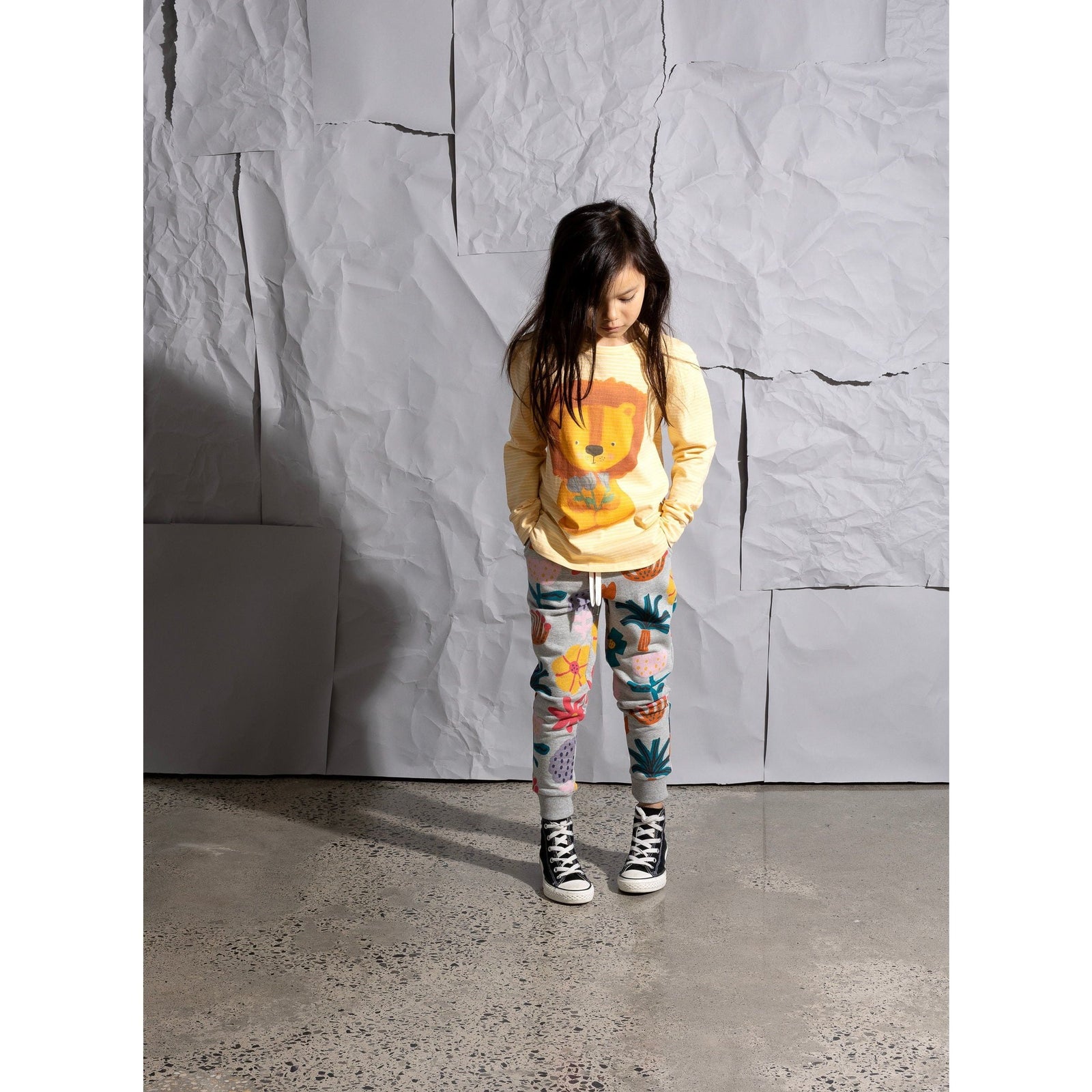 Flower Lion Tee - Lemon Stripe