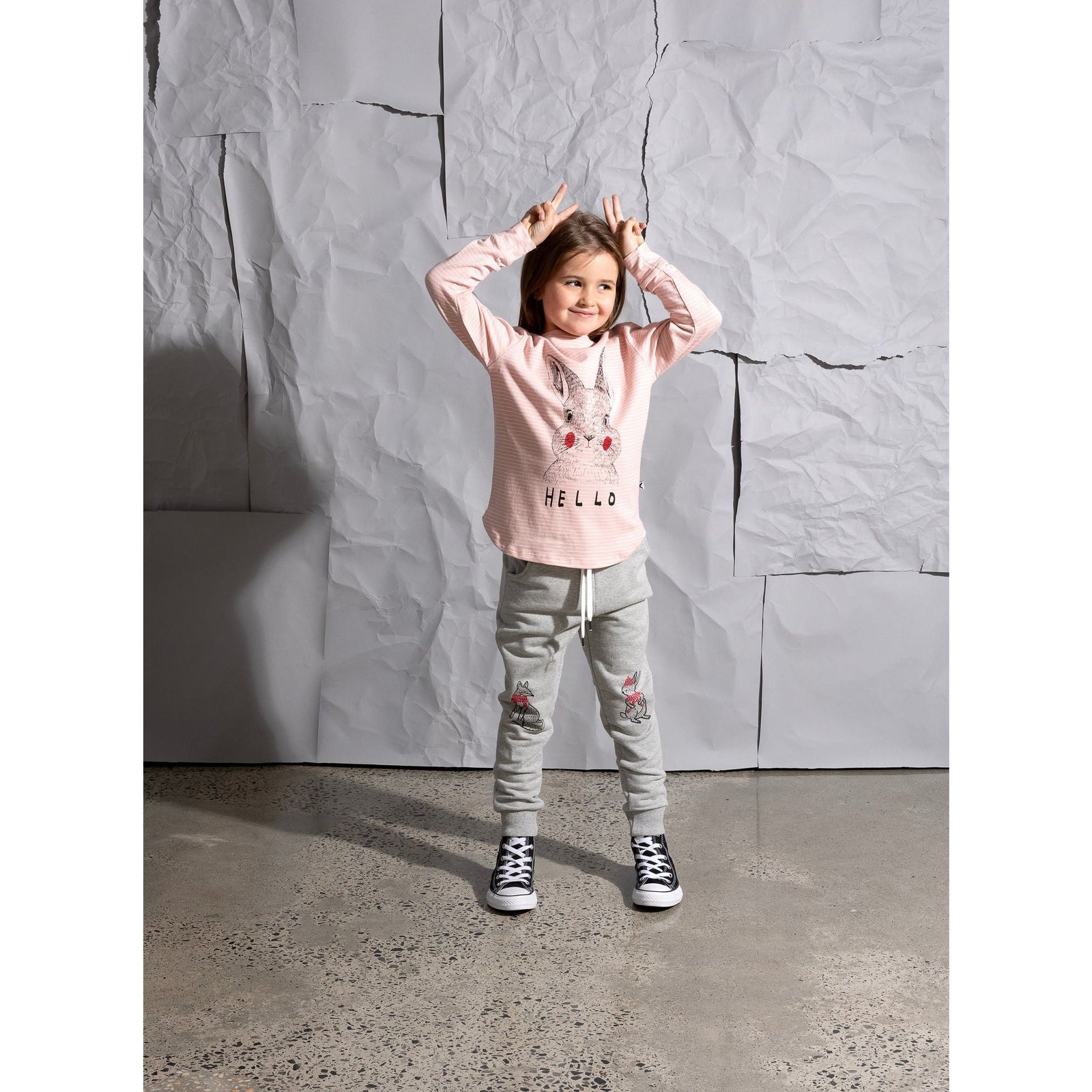 Warm Forest Friends Furry Trackies - Grey Marle