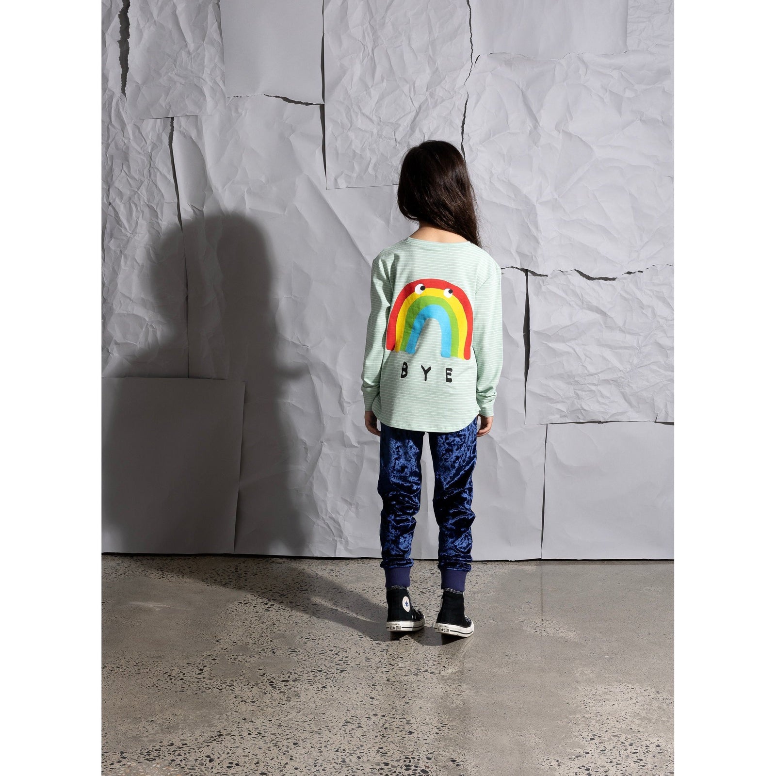 Hello Bye Rainbow Tee - Mint Stripe