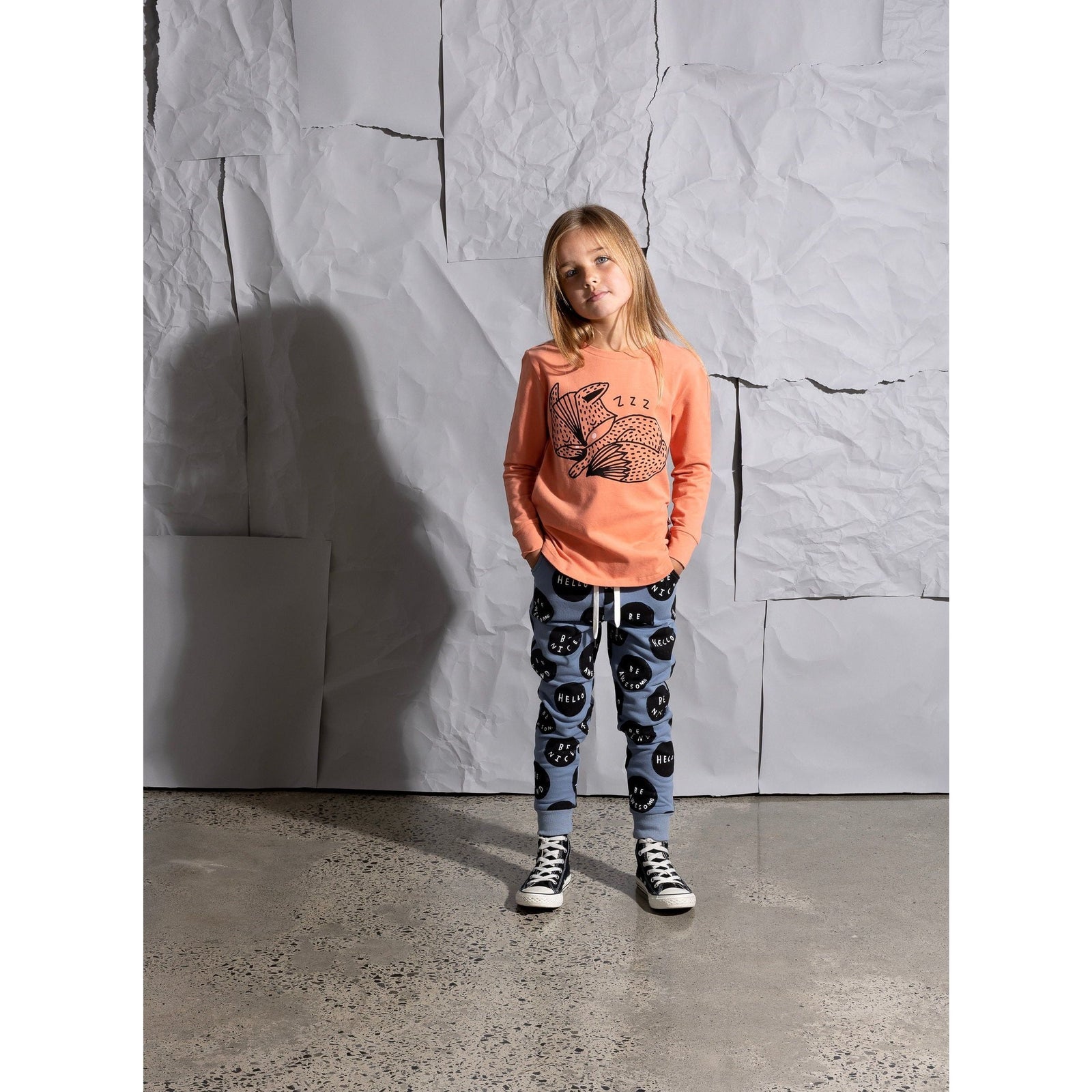 Sleepy Fox Tee - Apricot