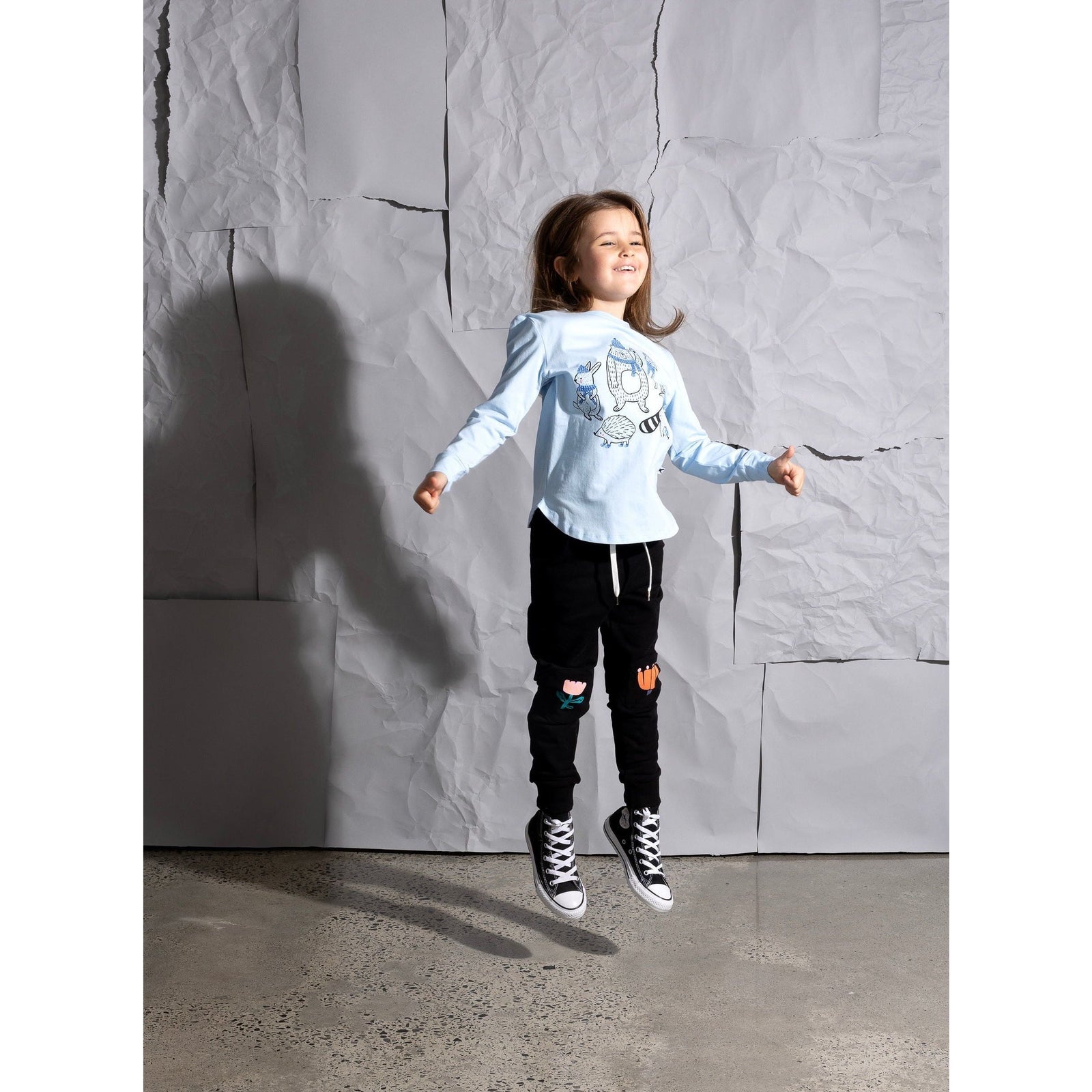 Flower Patch Furry Trackies - Black