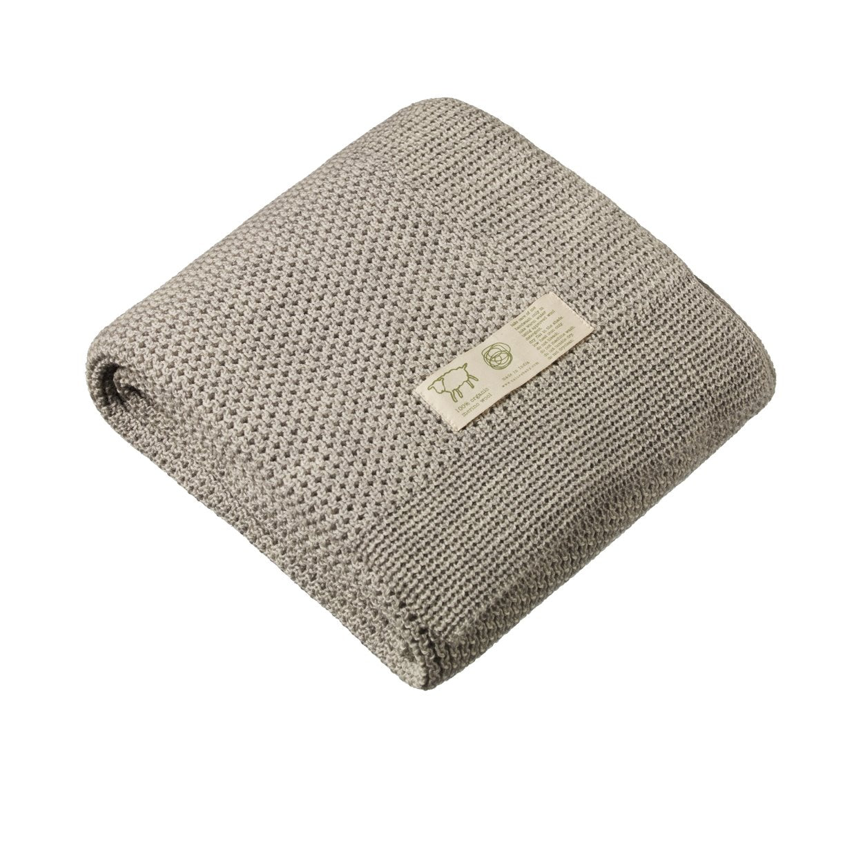Merino Knit Blanket Bassinet Light Grey