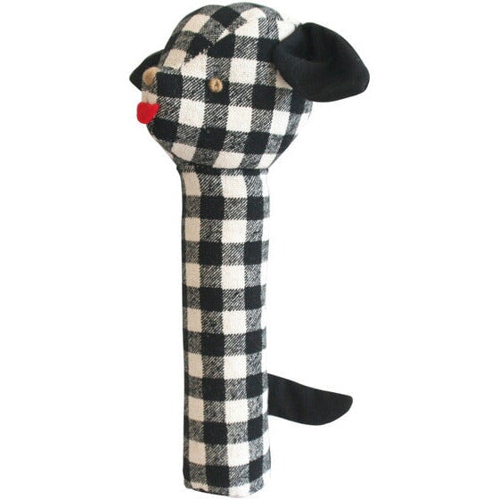 Puppy Squeaker Black Check Linen