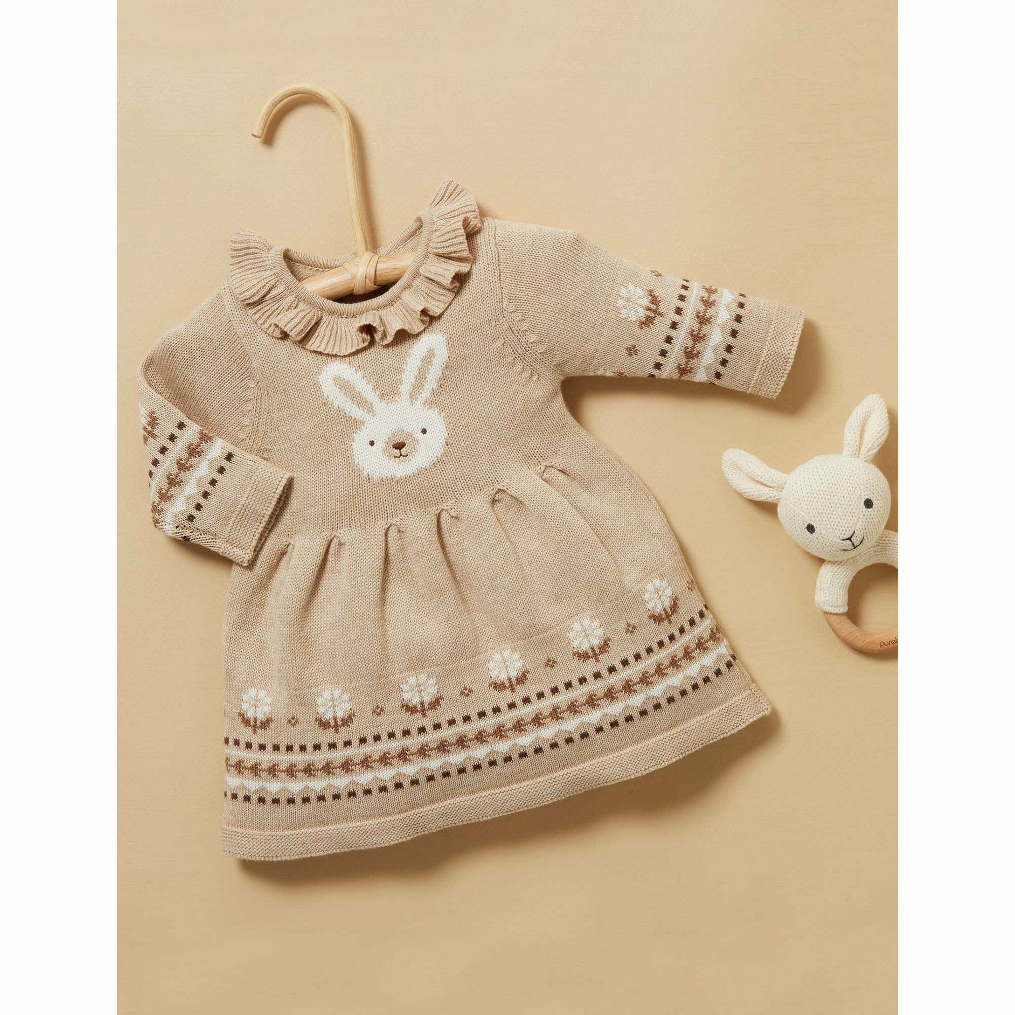 Bunny Knitted Dress - Biscuit Melange
