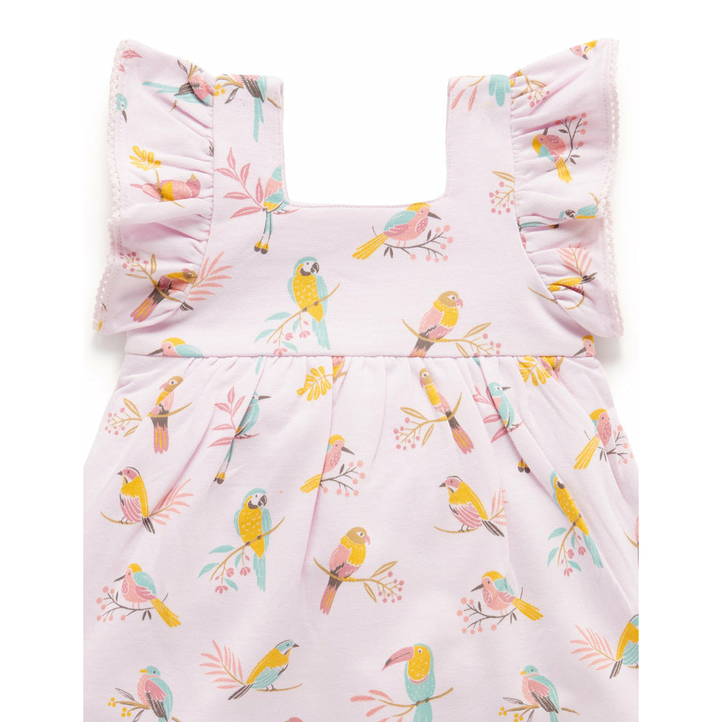 Ruffle Dress Bodysuit - Parrot Print