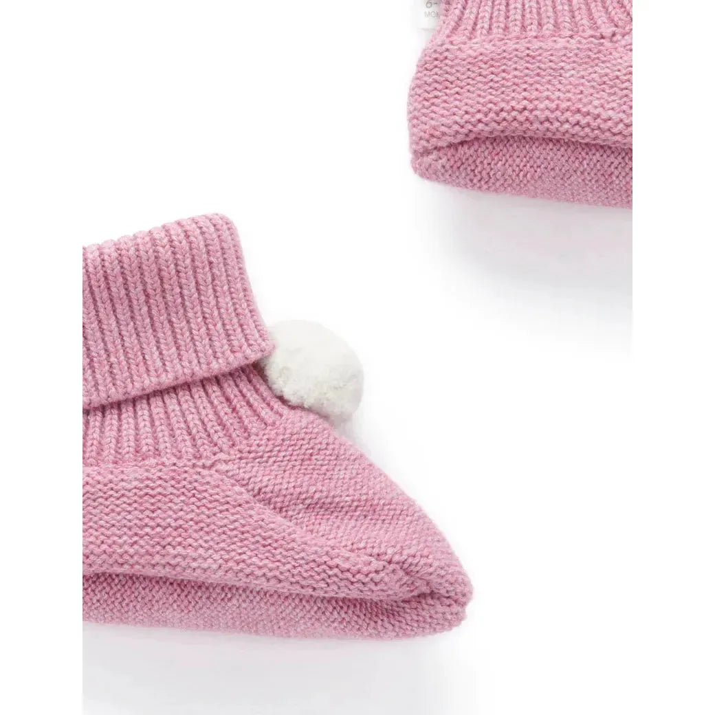 Pom Pom Booties Beetroot Melange