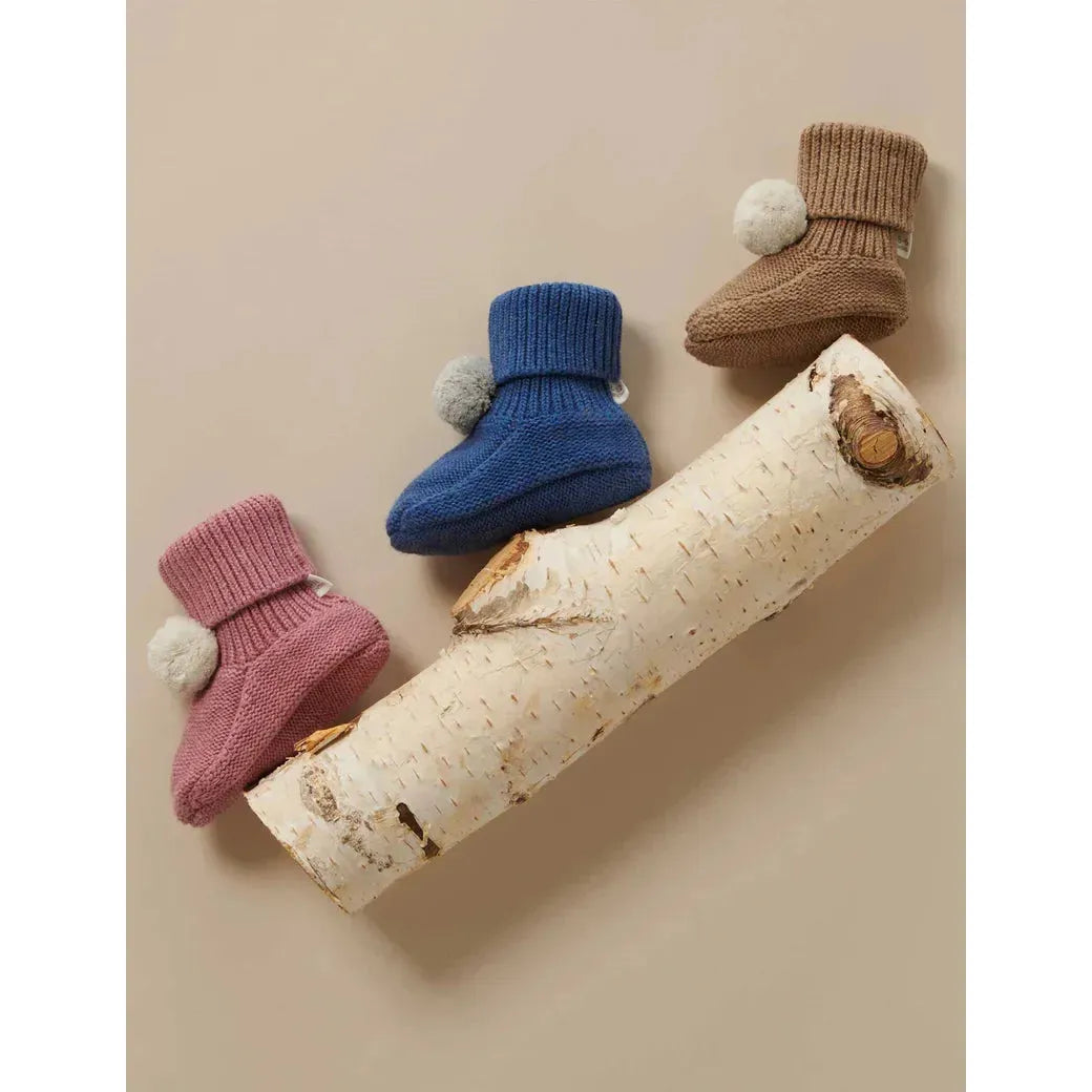 Pom Pom Booties Beetroot Melange