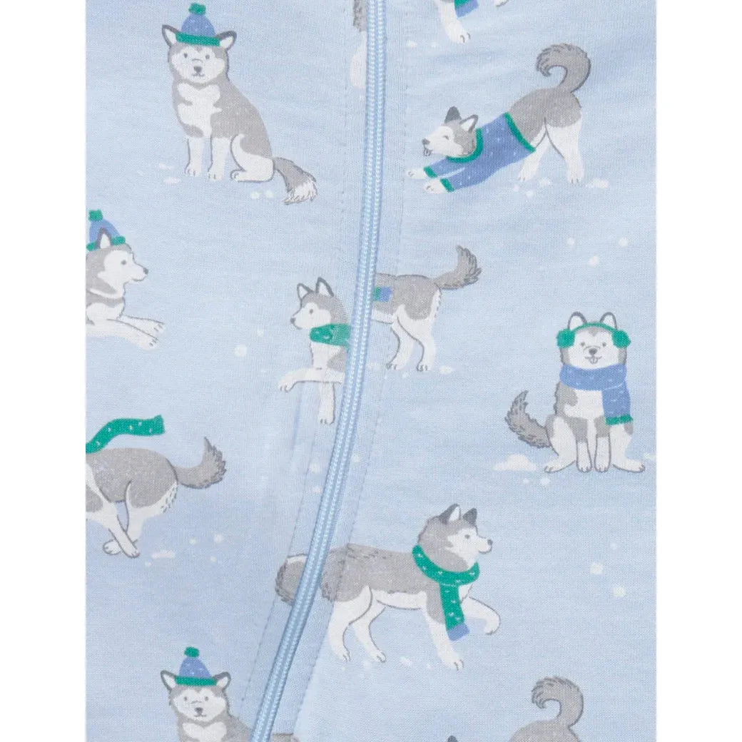 Footless Zip 1 Growsuit Frolicking Huskies Print
