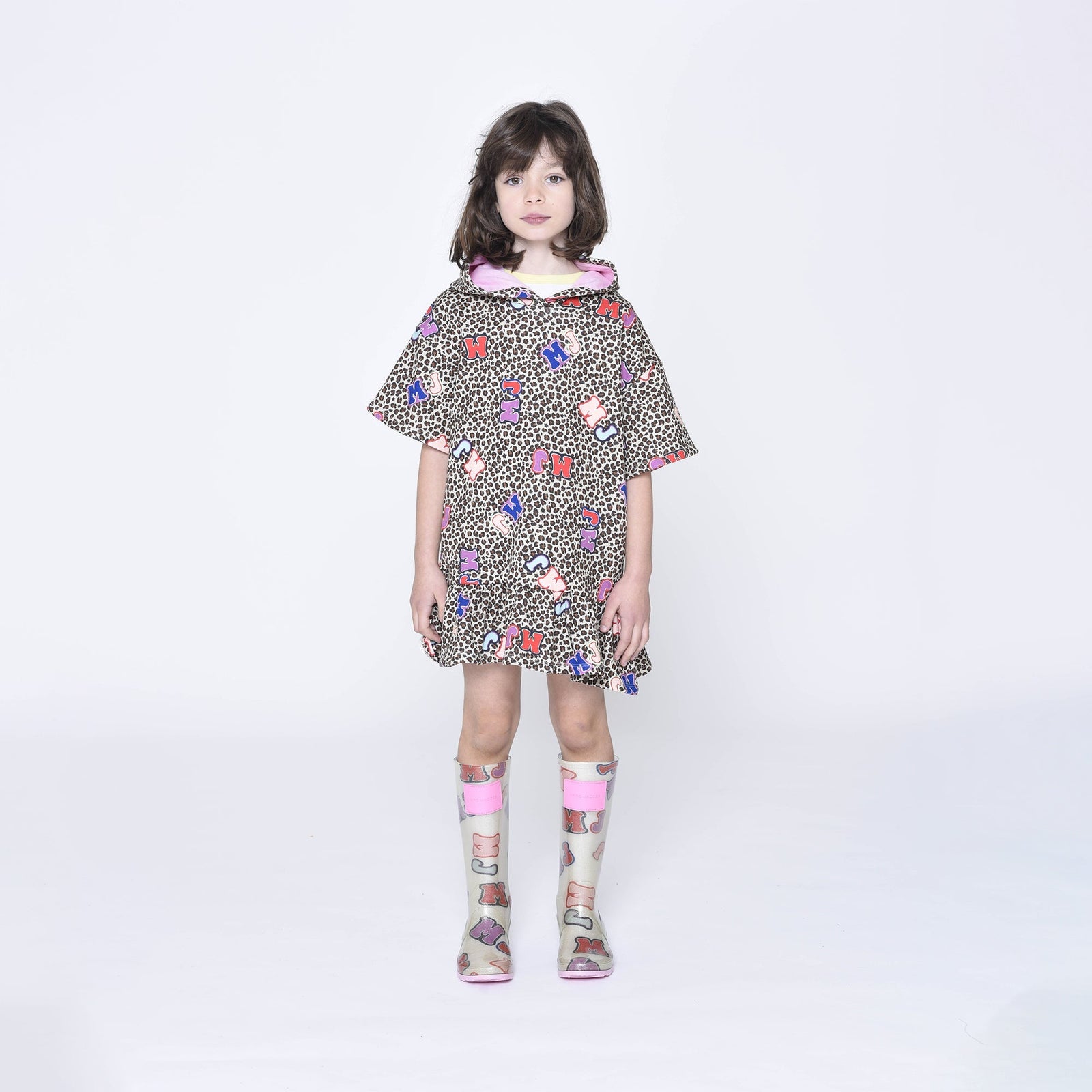 Hooded Dress With Frill - Stone Chocolate