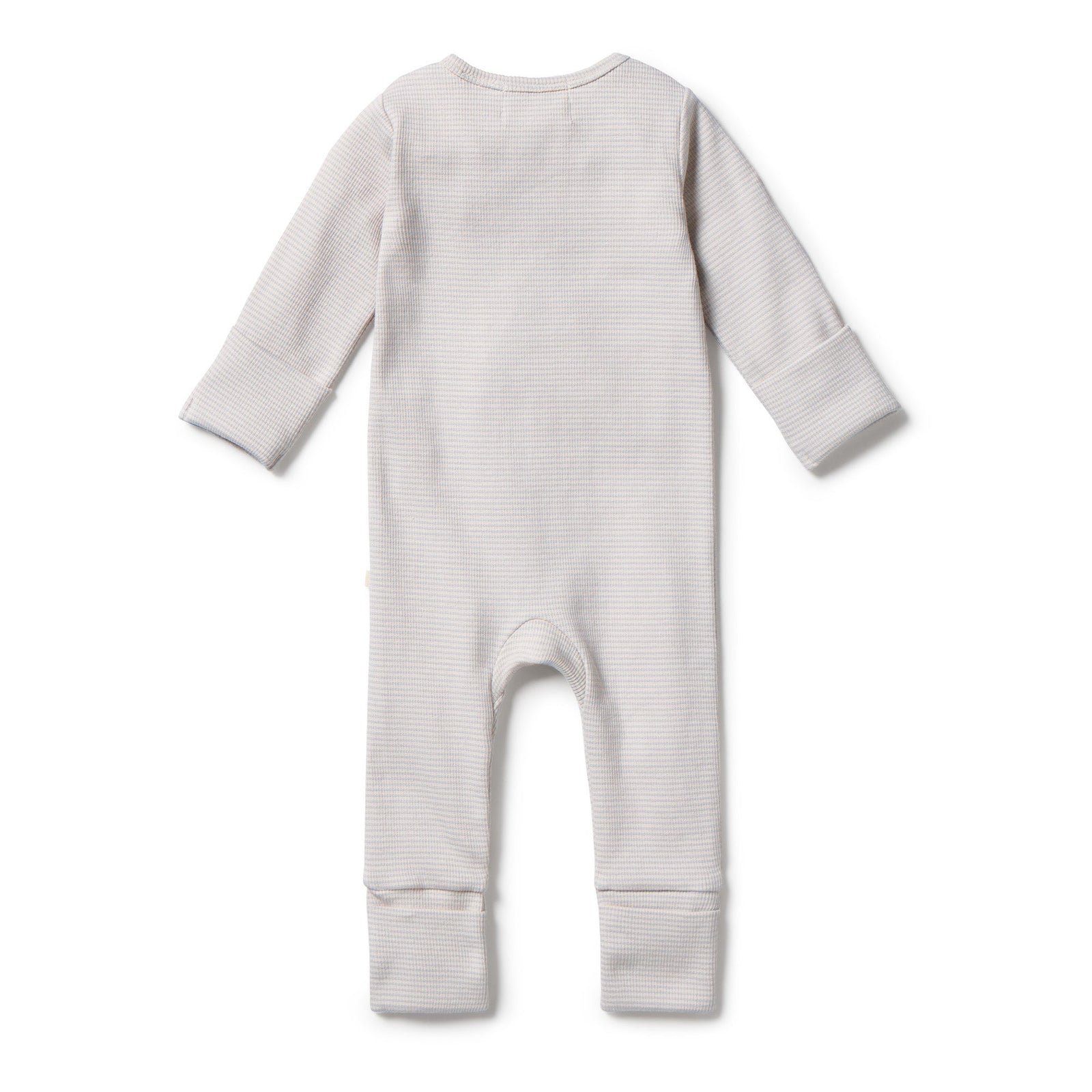 Organic Stripe Rib Zipsuit with Feet- Dawn