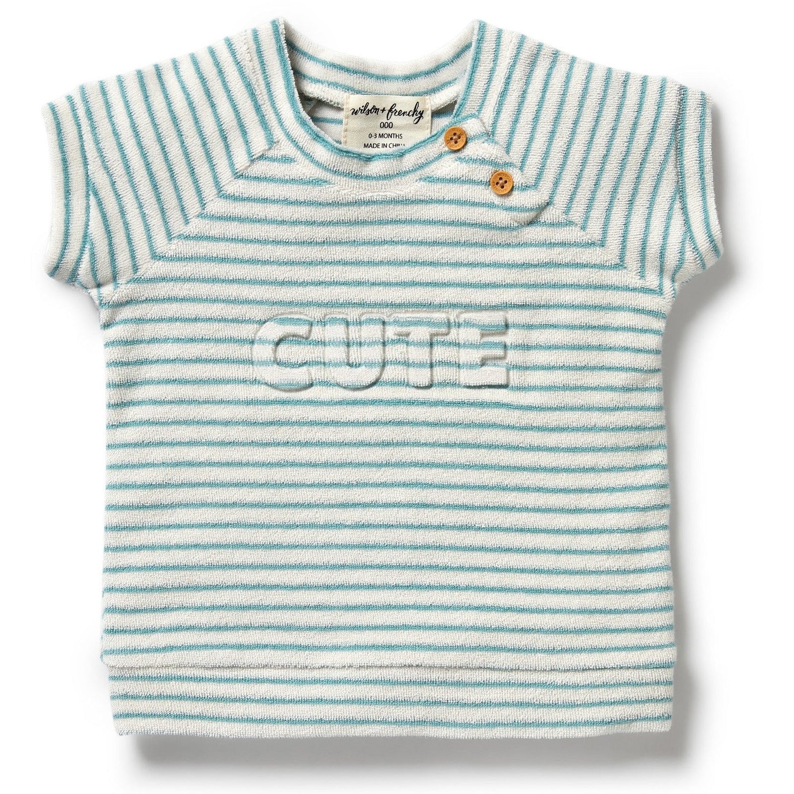 Organic Terry Short Sleeve Sweat- Mineral Blue Stripe