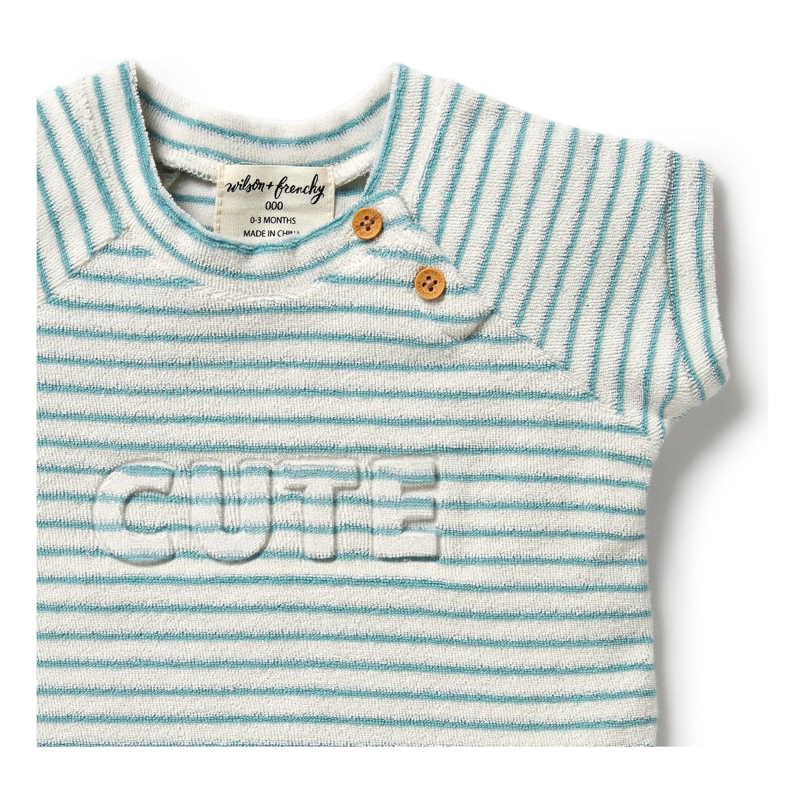 Organic Terry Short Sleeve Sweat- Mineral Blue Stripe