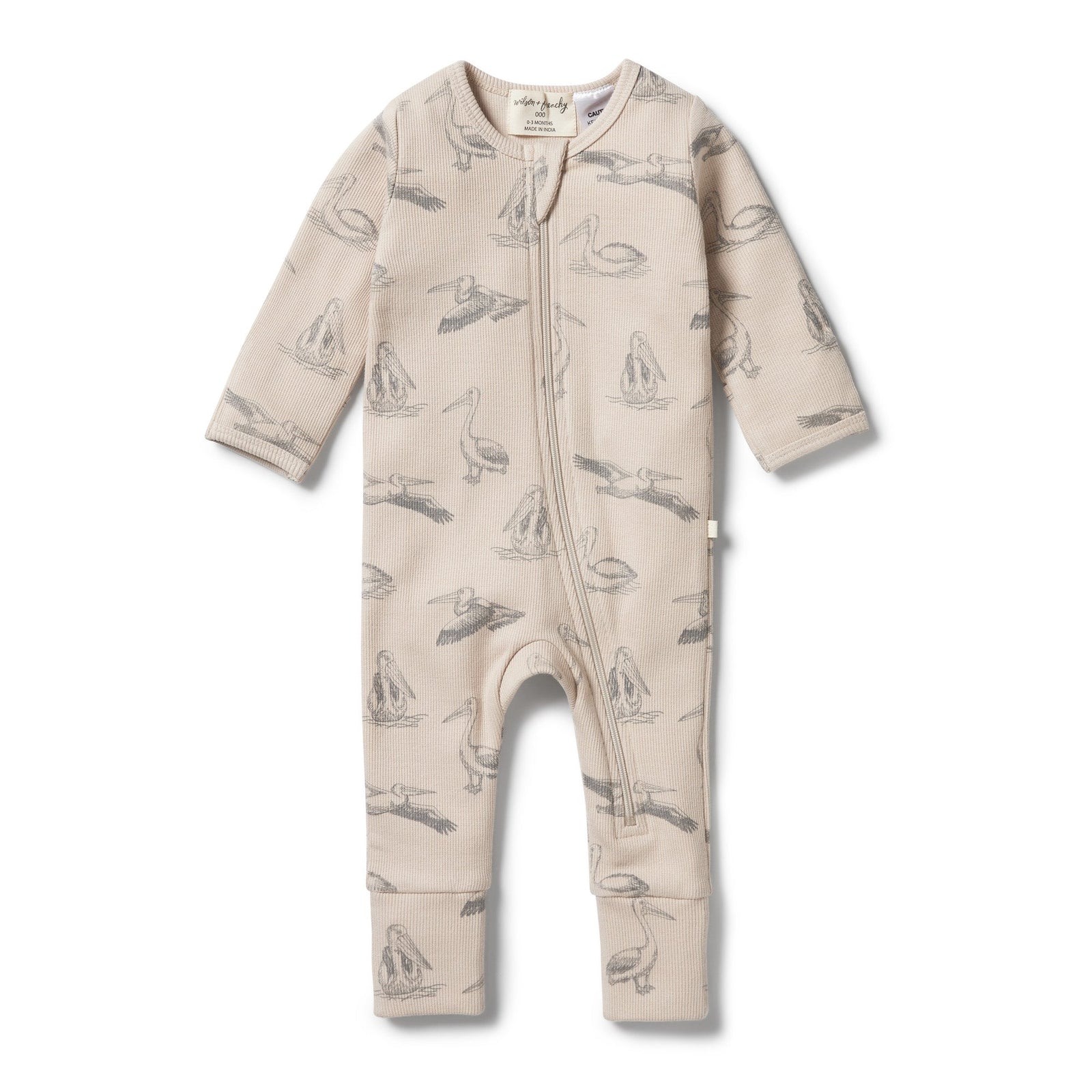 Organic Rib Zipsuit with Feet- Little Pelican
