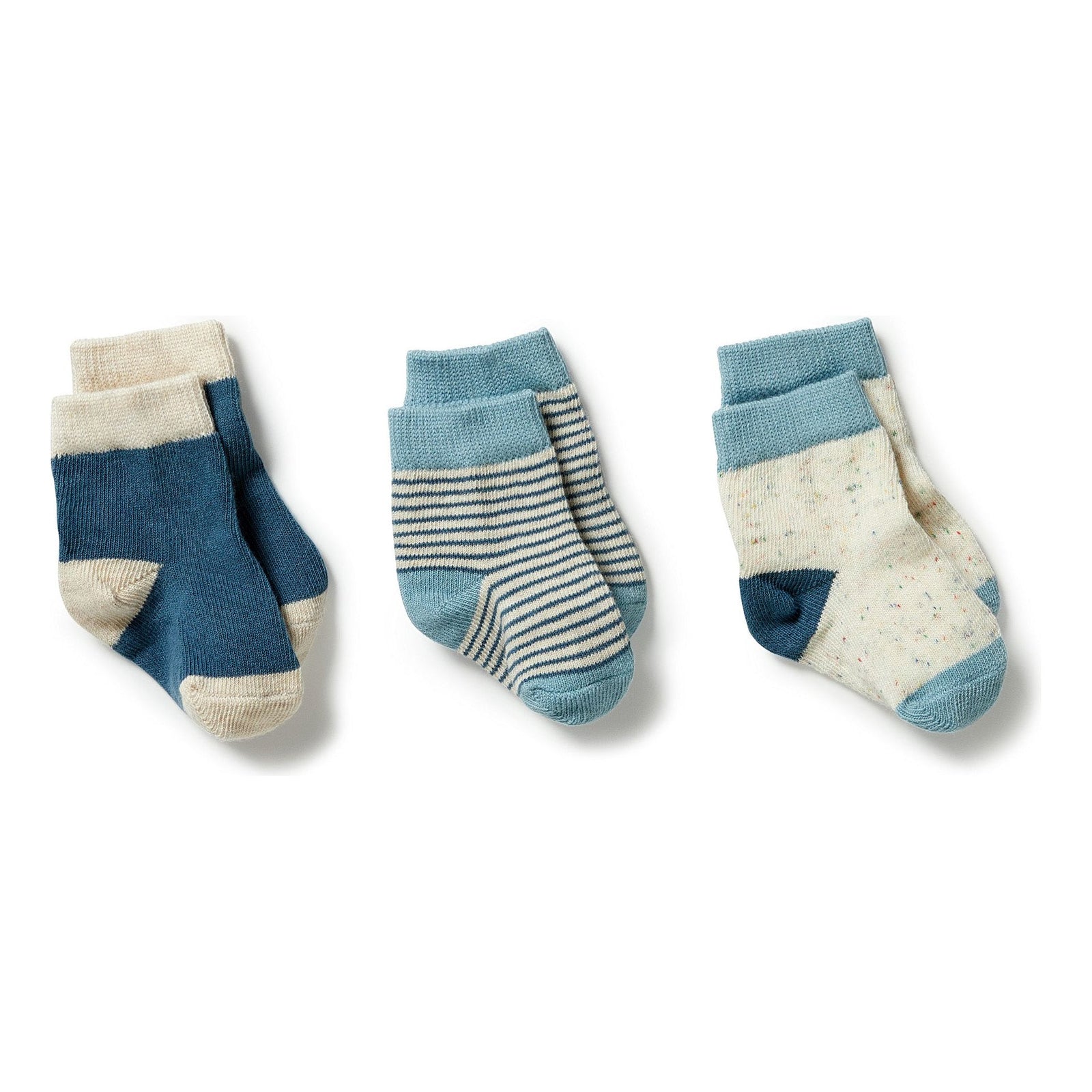 Organic 3 Pack Baby Socks - Bluestone / Sterling / Oatmeal