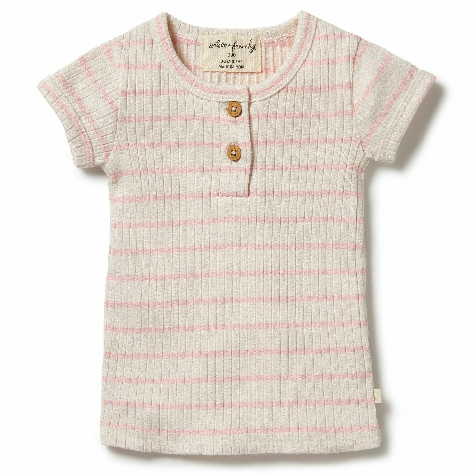 Organic Stripe Rib Top - Pink Lemonade
