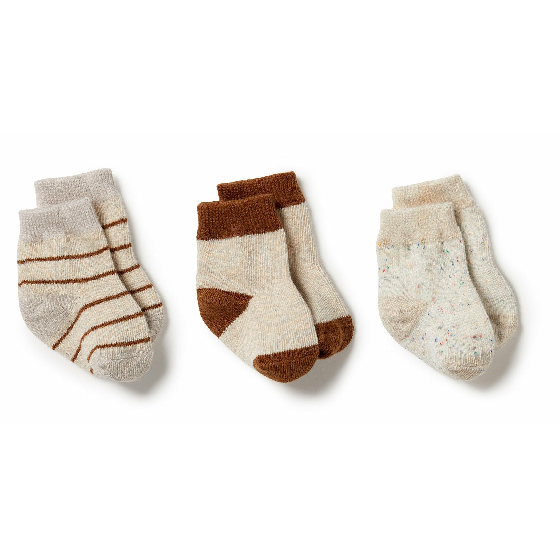 Organic 3 Pack Baby Socks - Oatmeal / Nimbus Cloud / Dijon