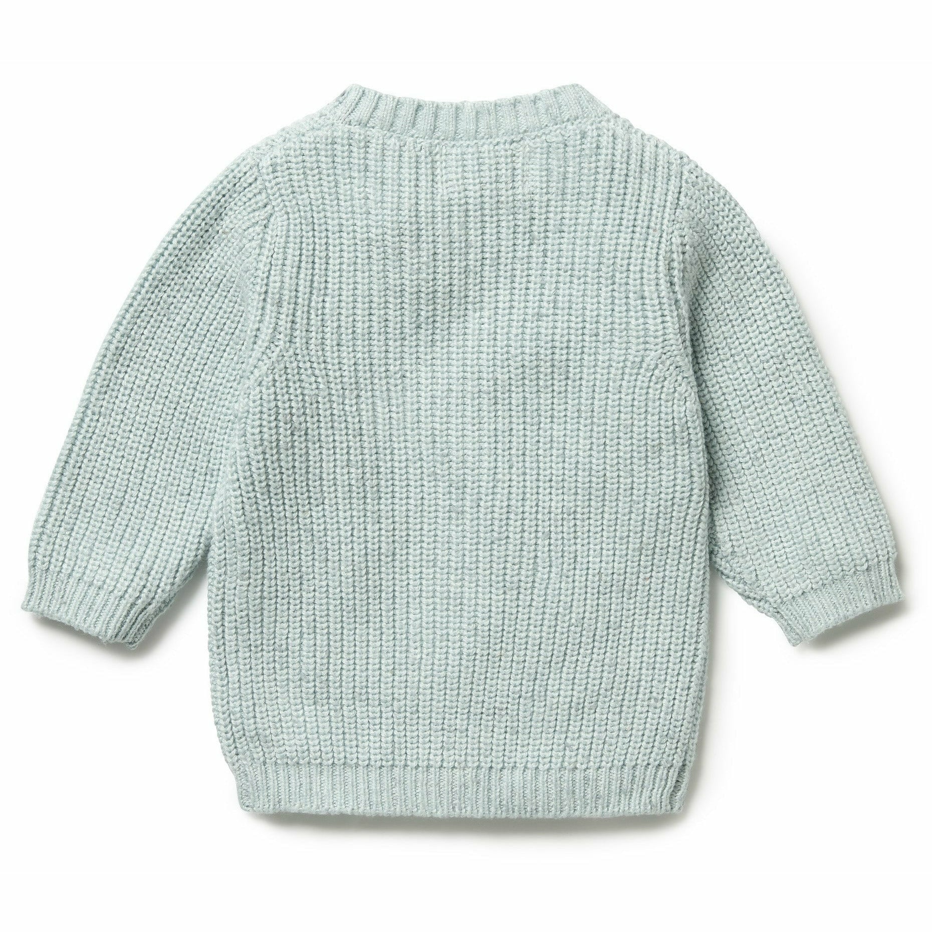 Knitted Button Cardigan - Mint Fleck