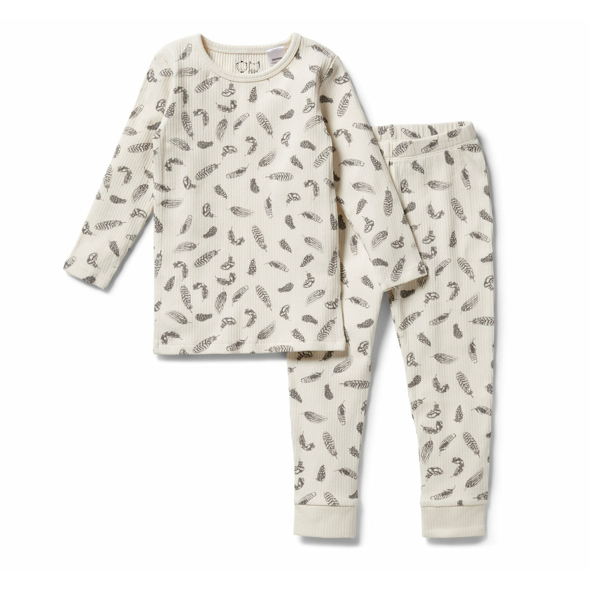 Organic Rib Long Sleeve Pyjamas - Tiny Feather