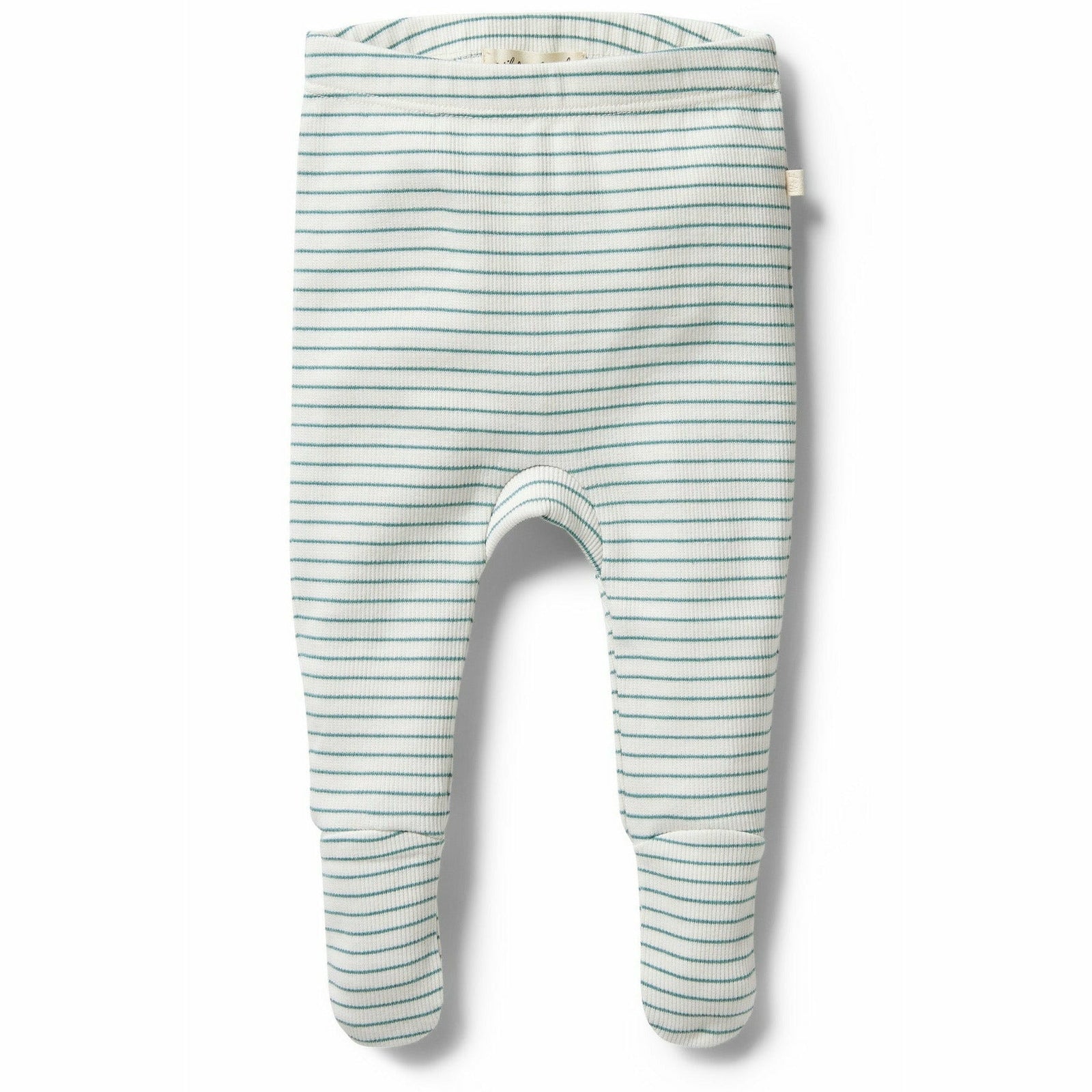 Organic Stripe Rib Footed Legging - Arctic