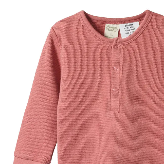 Long Sleeve Waffle Pyjamas - Rose Clay