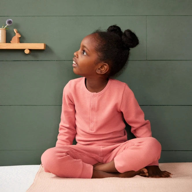 Long Sleeve Waffle Pyjamas - Rose Clay