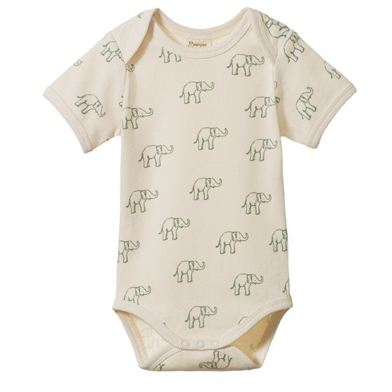 Short Sleeve Bodysuit - Elephant Print