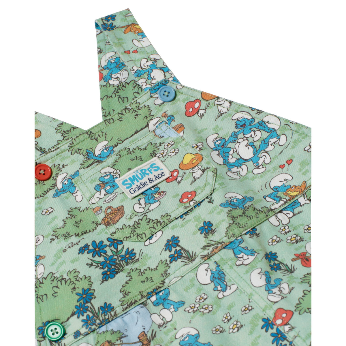 Goldie & Ace x The Smurfs Village Print Burton Overall, product shot 3