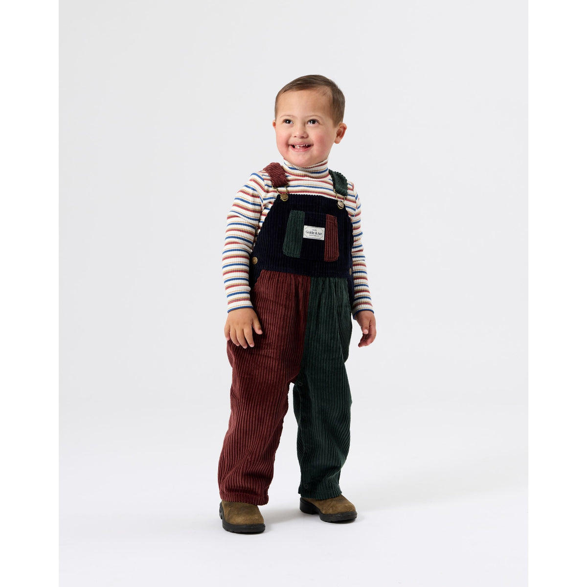 Child wearing Goldie & Ace Embroidered Rib Skivvy Stripe, view 2