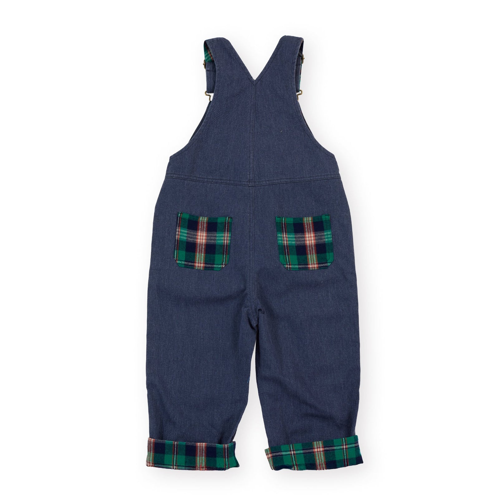 Goldie & Ace Austin Green Check Overalls, product flat lay 2