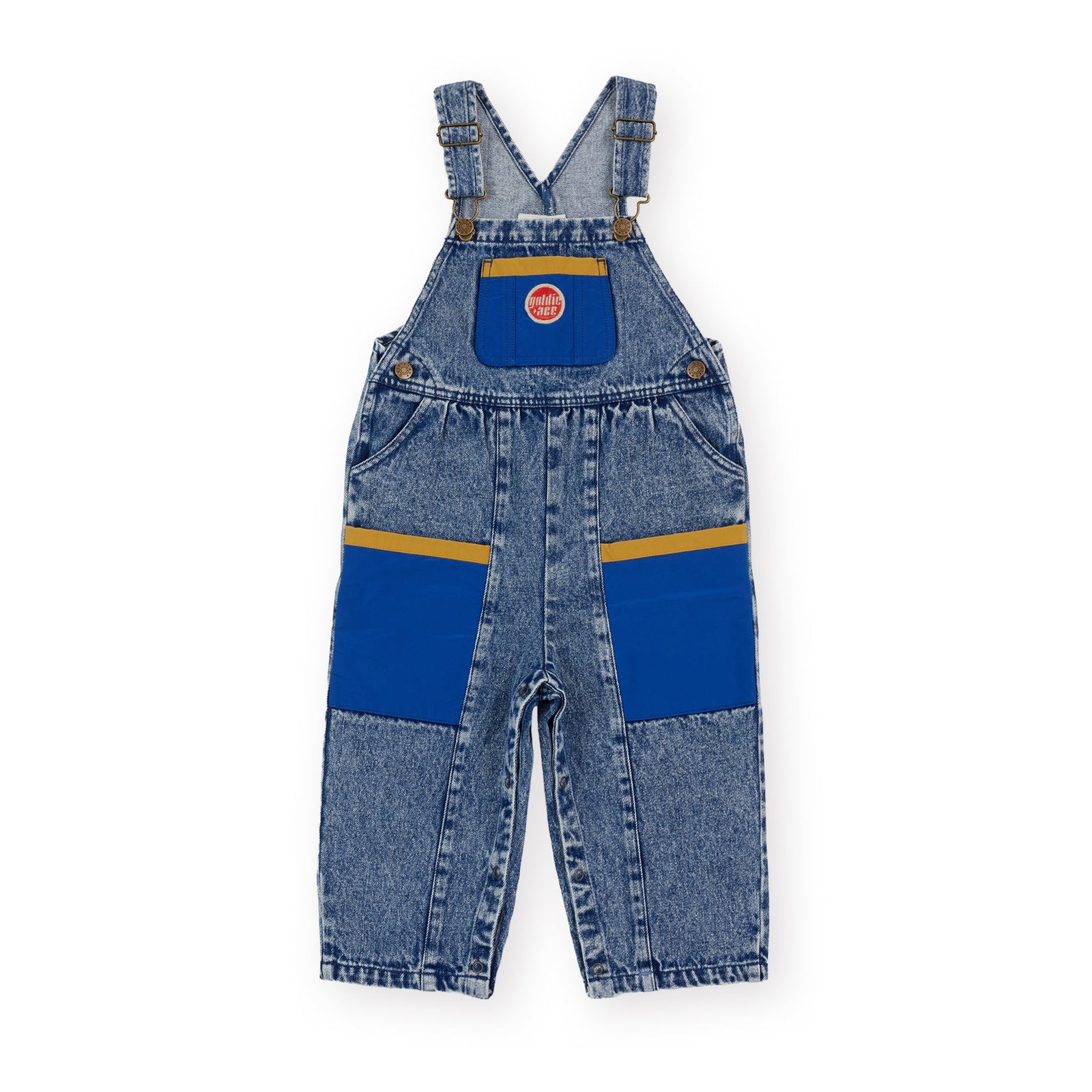Goldie & Ace Austin Colour Block Vintage Denim Overalls, product flat lay
