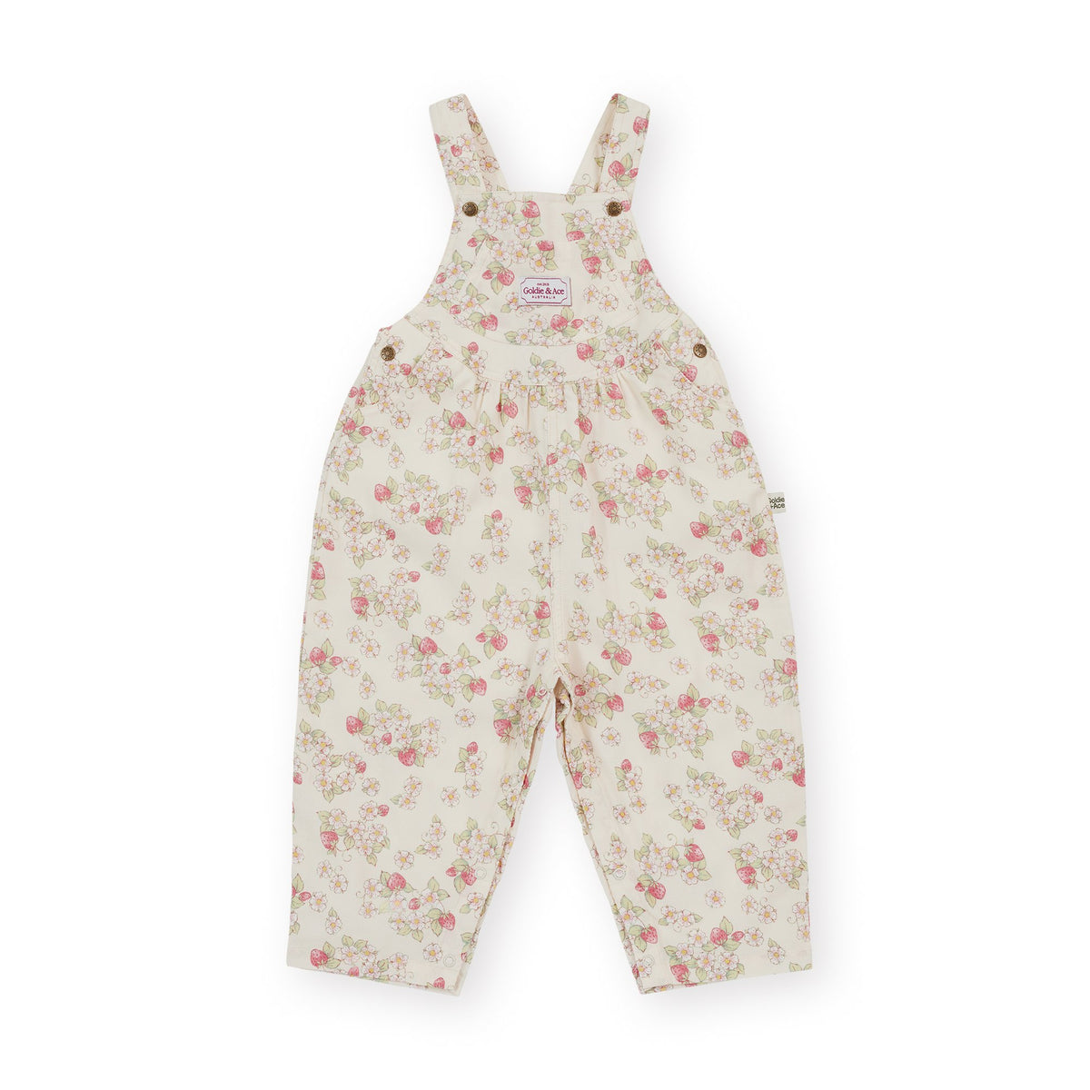 Goldie &amp; Ace Strawberry Fields Goldie Vintage Overalls, product flat lay