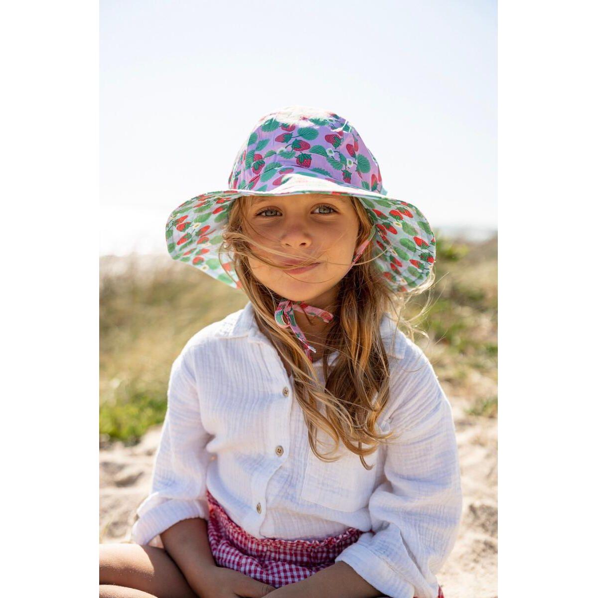 Strawberry Wide Brim Reversible Sunhat