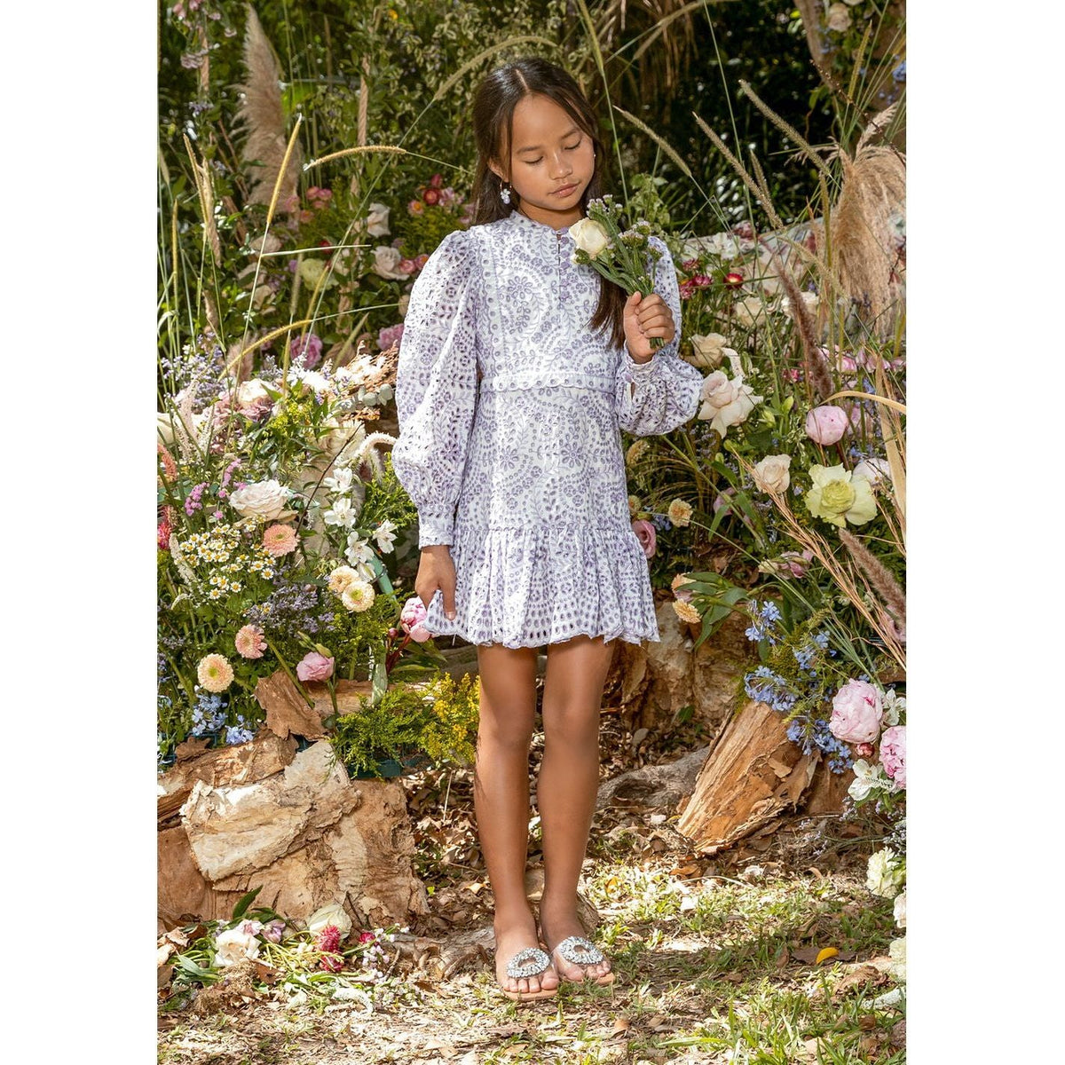 Zoe Embroidered Dress - Lavendar